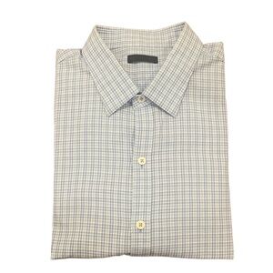Zachary Prell Men’s Blue/White Check Long-Sleeve Button Up Dress Shirt XL